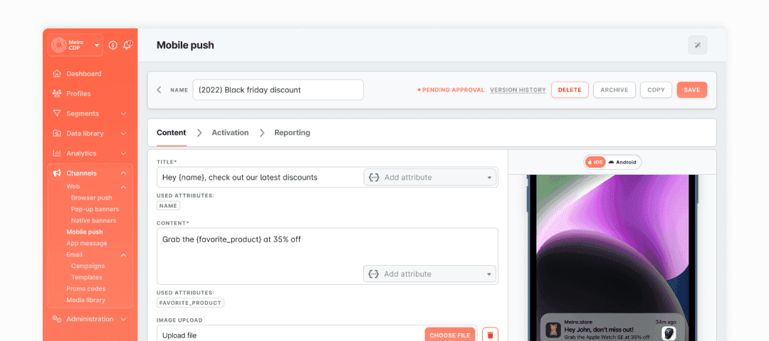 personalized mobile push notifications