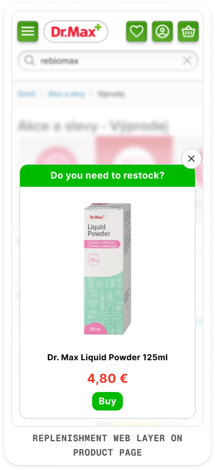 Replenishment reminder web layer built on Meiro customer data platform